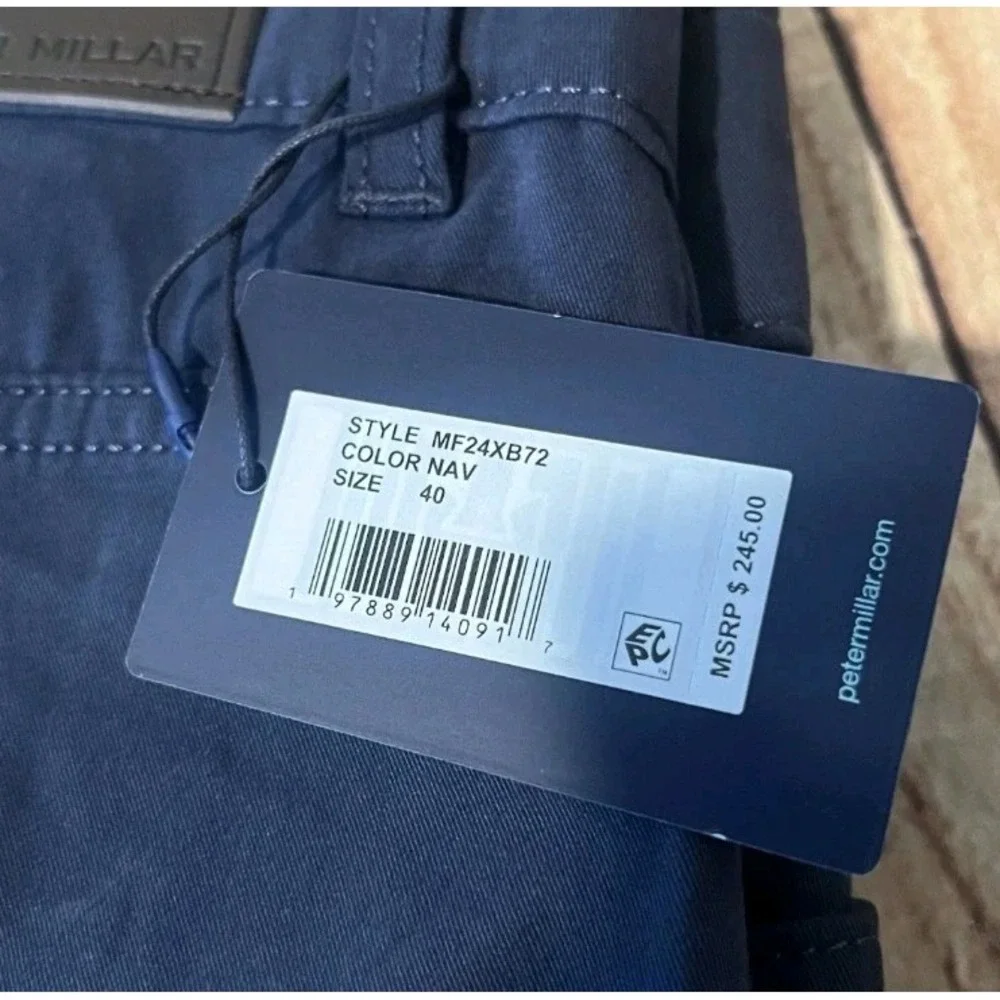 NEW Peter Millar Mens Pants Jeans 40x34 Blue Delvin Twill Five-Pocket Golf Chino - Picture 9 of 16